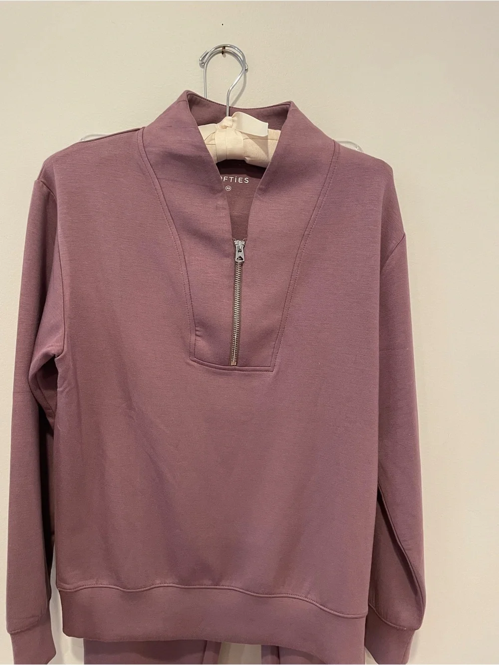 Softies Cozy Half-Zip Pullover & Jogger Set - Plum XS